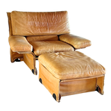 Leather Lounge + Ottoman by Titina Ammannati & Gianpiero Vitelli, 1970s