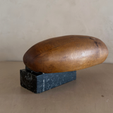 Abstract Teak and Black Marble Sculpture