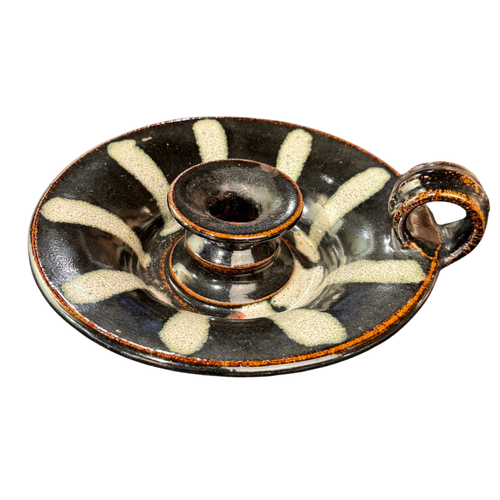 Black and White Striped Ceramic Candle Holder