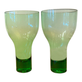 Set of Two Green Cocktail Glasses
