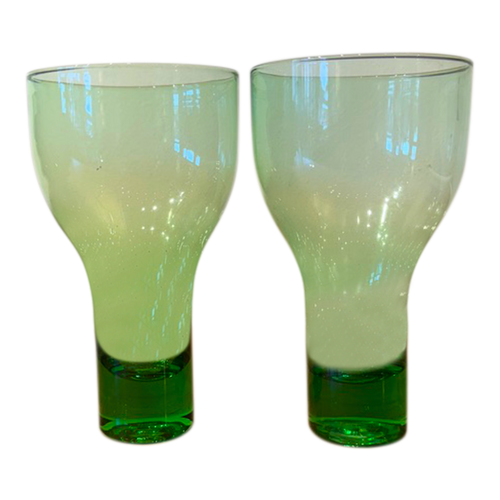 Set of Two Green Cocktail Glasses