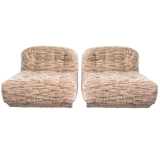 Pair of Textured Tufted Lounge Chairs, 1970s