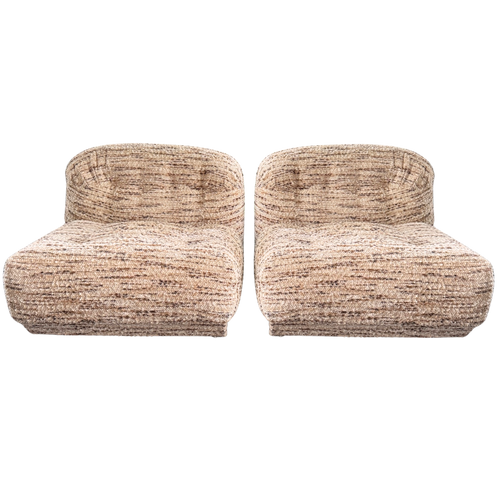 Pair of Textured Tufted Lounge Chairs, 1970s