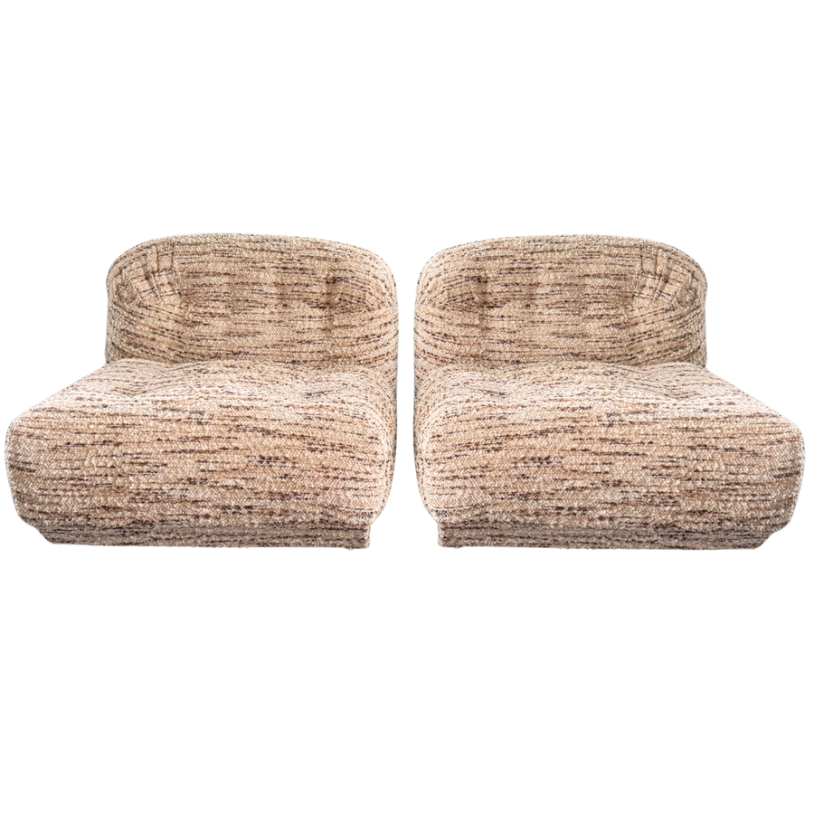 Pair of Textured Tufted Lounge Chairs, 1970s