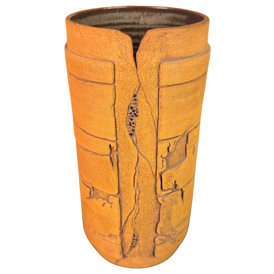 Carved Tonal Ceramic Vessel