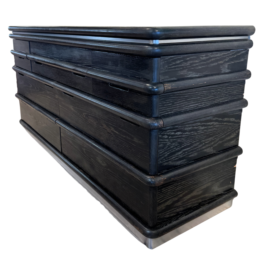 7 Drawer Ebony Oak Dresser by Jay Spectre for Century, 1980s