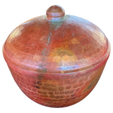 Medium Oxide Red Hammered Metal Lidded Jar