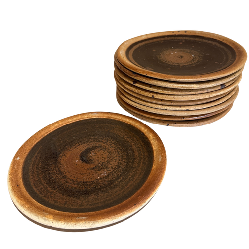 Set of 10 French Studio Ceramic Plates