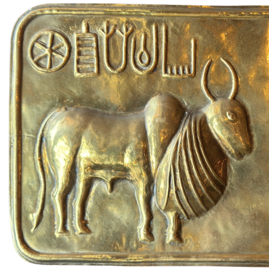 Brass Wall Plaque with Egyptian Style Bull Motif