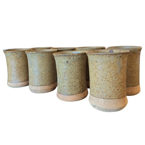 Set of Eight Textured Stoneware Tumblers