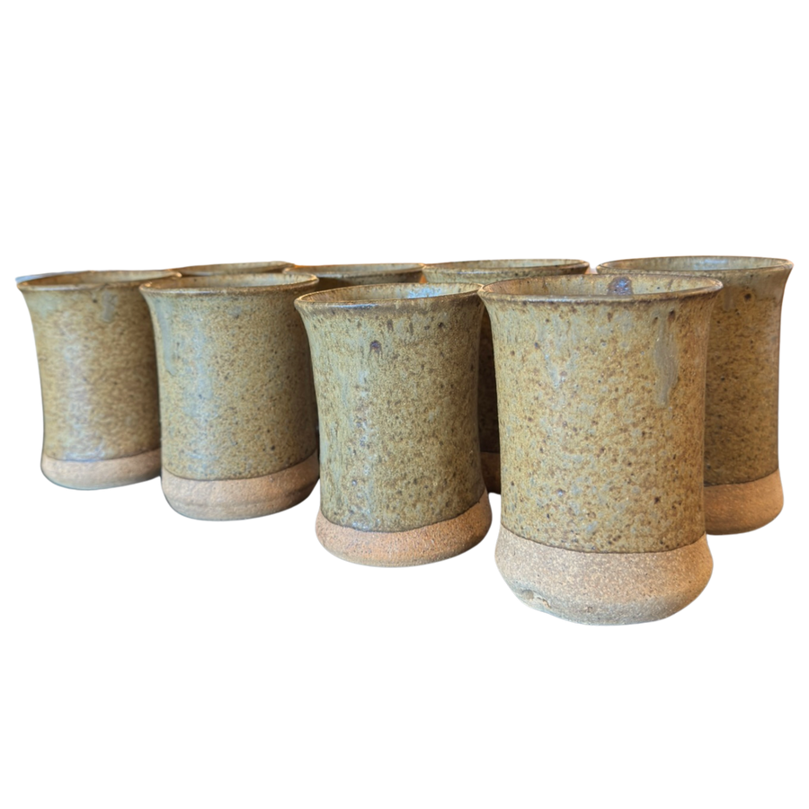 Set of Eight Textured Stoneware Tumblers