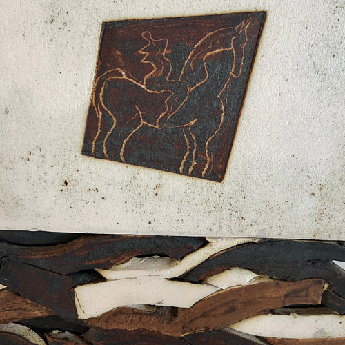 Vintage Horse and Rider Ceramic Wall Sculpture, 1985