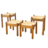 Pine and Woven Rush Seat Stool