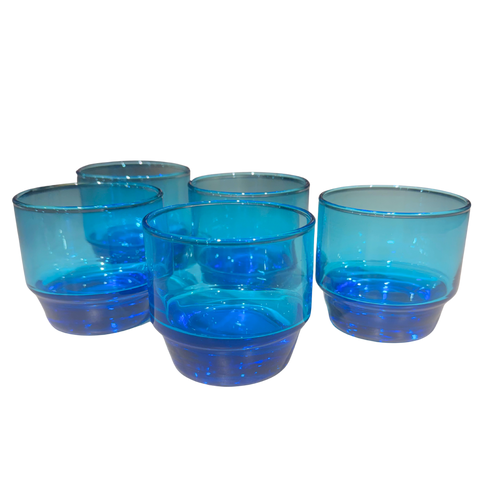 Set of 5 Blue Glasses