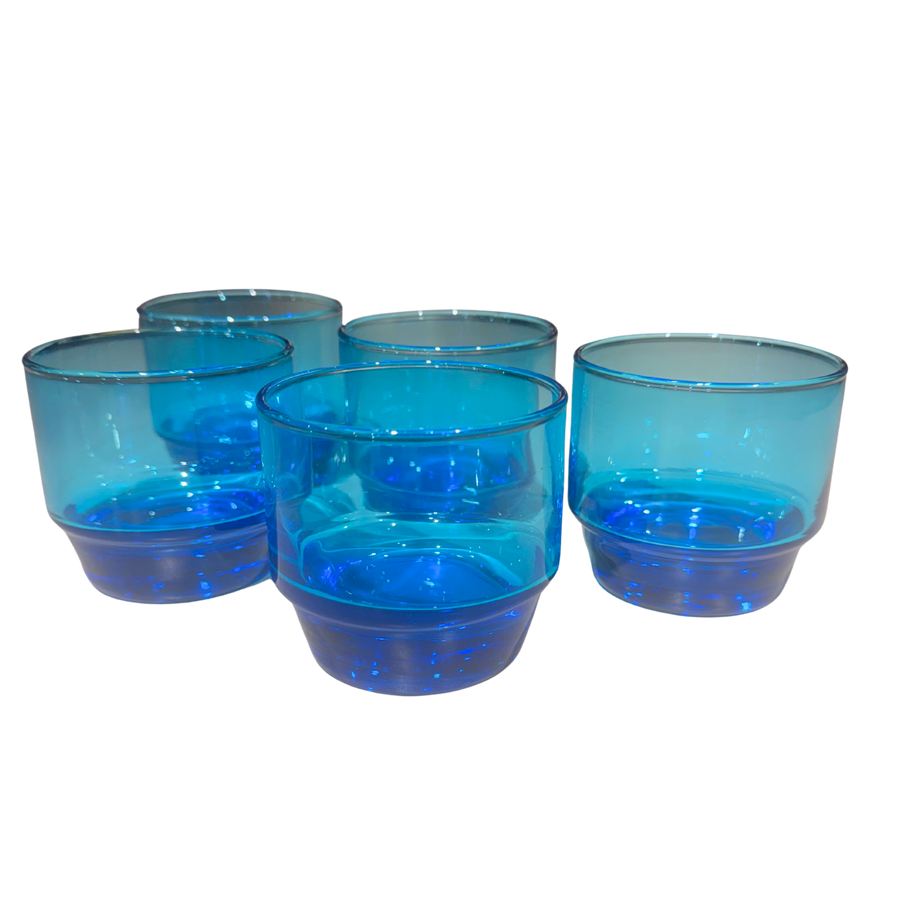 Set of 5 Blue Glasses