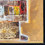 Vintage Geometric Ochre Abstract Art