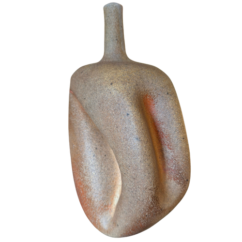 Textured Stoneware Sculptural Bottle Vessel