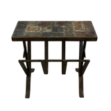Iron Tile Top Magazine Rack End Table by Jacques Adnet