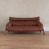 Tufted Cognac Leather MP-81 Sofa by Percival Lafer, 1970s