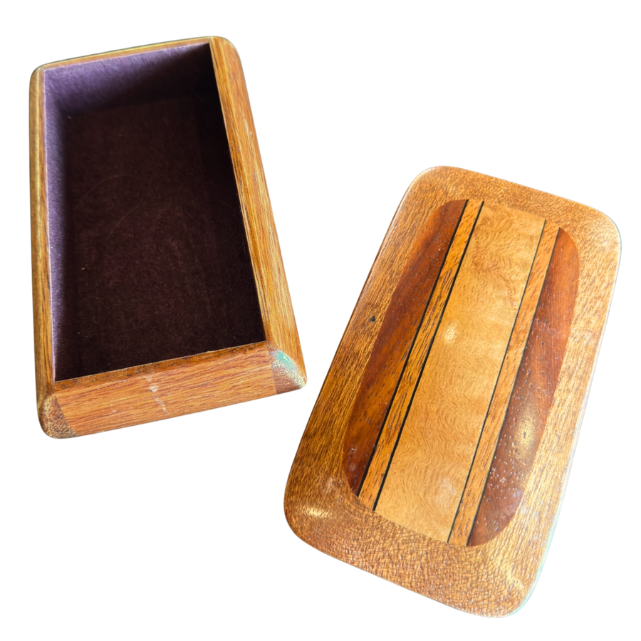 Striped Mixed Wood Inlay Trinket Box