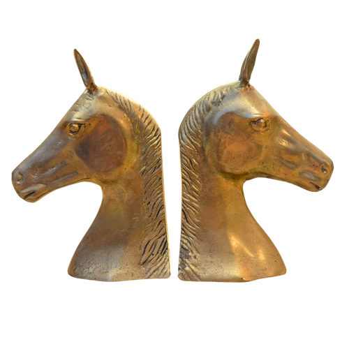 Pair of Brass Horse Head Bookends