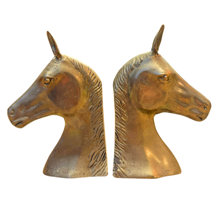 Pair of Brass Horse Head Bookends
