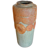 Seafoam and Terra Cotta Relief Studio Vase