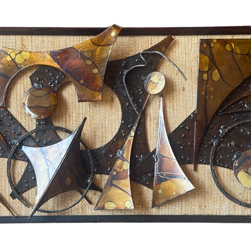 Vintage Brutalist Mixed Metal Wall Hanging
