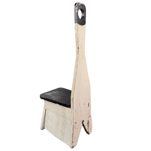 Miniature Black and White Rustic Work Stool