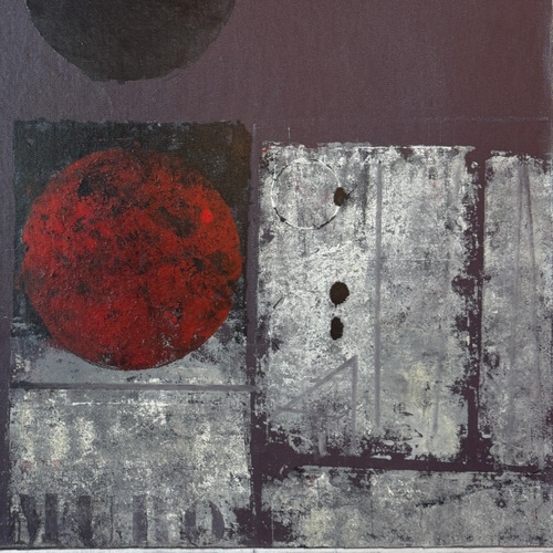 Vintage Purple and Red Abstract Art, 1960s