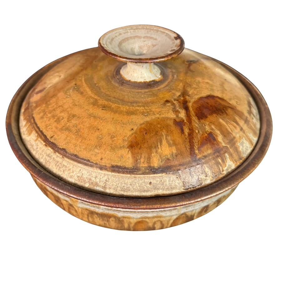 Drip Glaze Studio Pottery Lidded Vessel