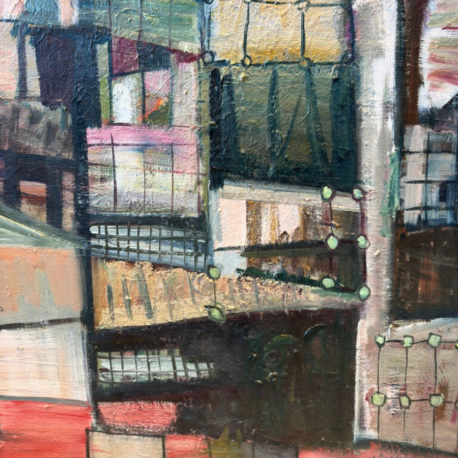 Vintage Abstract Architectural Painting