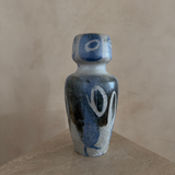 Blue Abstract Painted Studio Pottery Vase