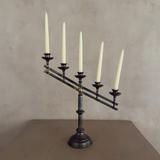 Antique Adjustable Brass Candelabra