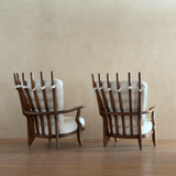 Pair of Guillerme et Chambron For Votre Maison 'Grand Repos' Lounge Chairs in Oak