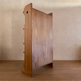 Sculptural Wood Bookcase with Geometric Details
