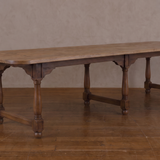Large French Vintage Oak Turned Leg Dining Table