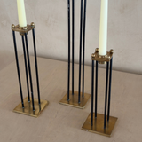 Trio of Metal and Brass Candle stick holders