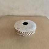 Sculptural Ivory & Earth Textured Ceramic Vessel