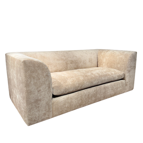 Curved Arm Loveseat in Champagne Velvet
