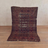 Antique Faded Rust Brown Afghan Rug