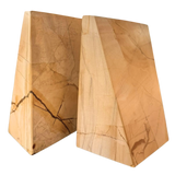 Pair of Cream Veined Marble Wedge Bookends