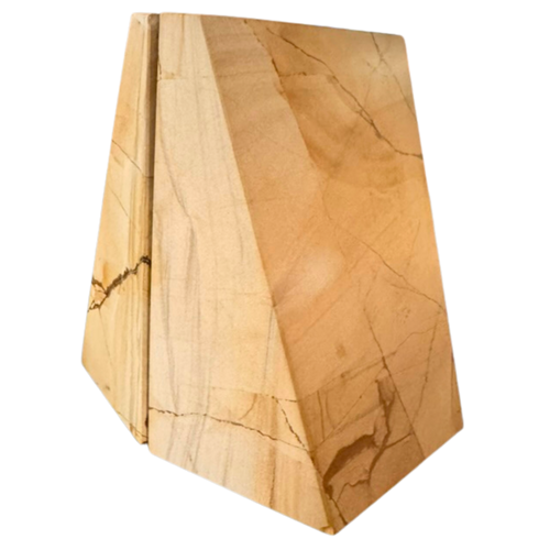 Pair of Cream Veined Marble Wedge Bookends