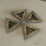 Vintage Triangular Brass Ashtrays with Geometric Detail, Set of 4