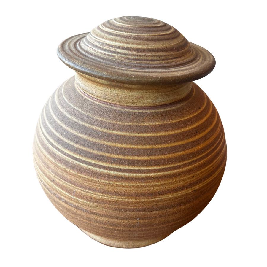 Lidded Tonal Swirl Vessel