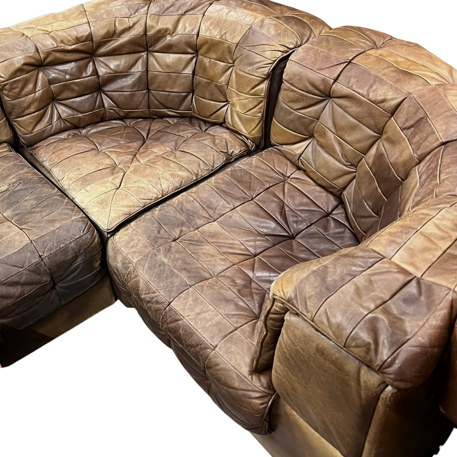 3 Piece Caramel Leather 'DS-11' Patchwork Sofa by De Sede