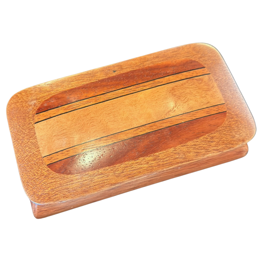Striped Mixed Wood Inlay Trinket Box
