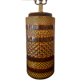 Pair of Caramel Grid Ceramic Table Lamps