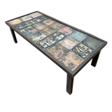 French Pastel Tile Top Coffee Table, 1970s