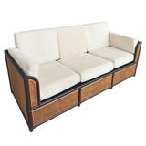 Vintage French Natural Wicker and Ebony Sofa